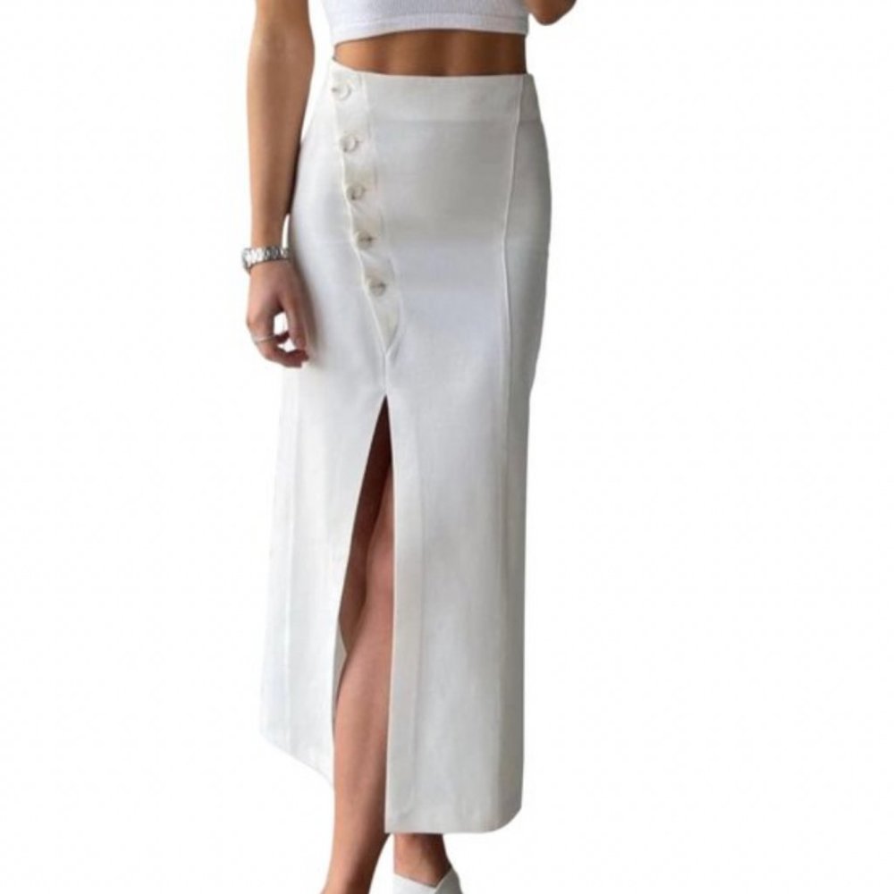 Zara White Linen Skirt Small